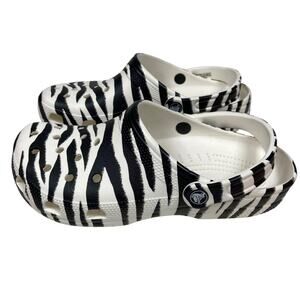 CROCS Classic Clog with Black and White Zebra Print